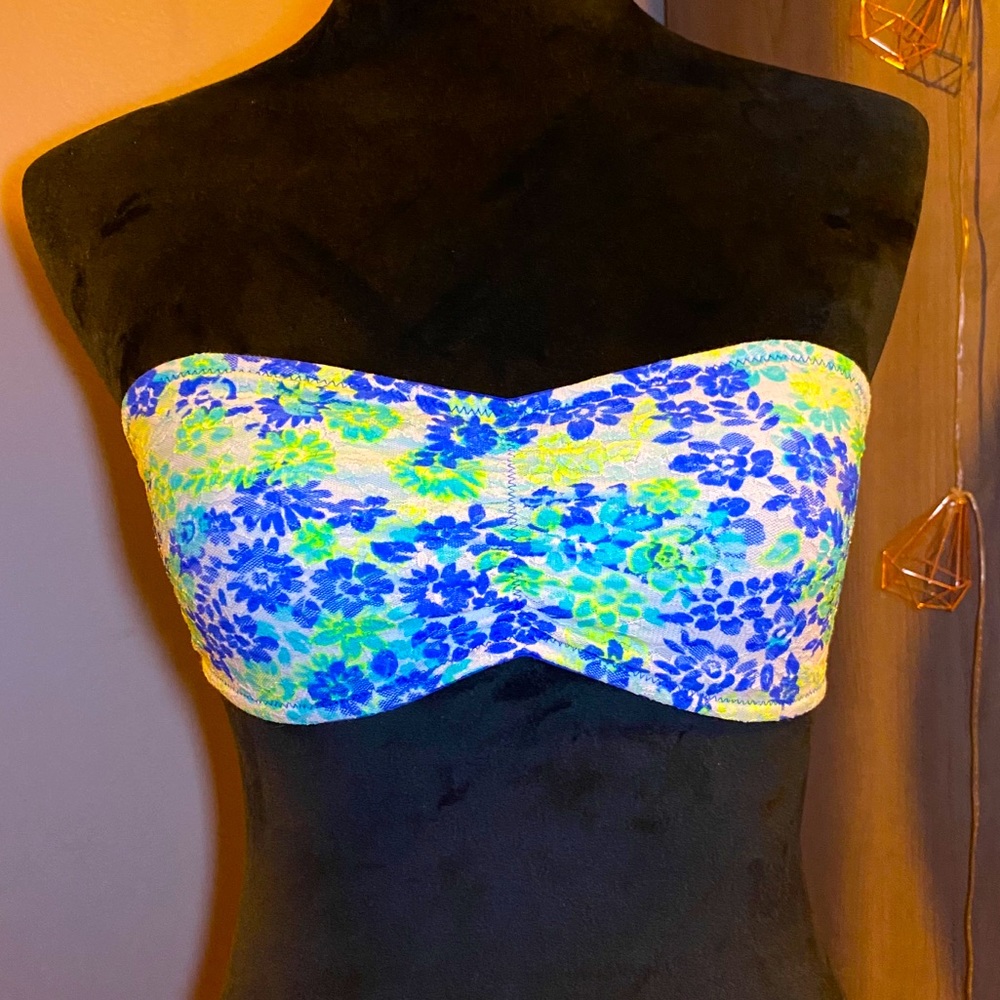 PINK Neon Blue and Green Lace Bandeau